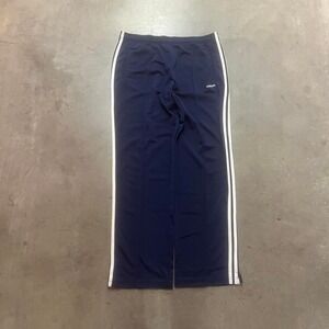 Y2K adidas mens blue and white striped pleated baggy track‎ pants wide leg L